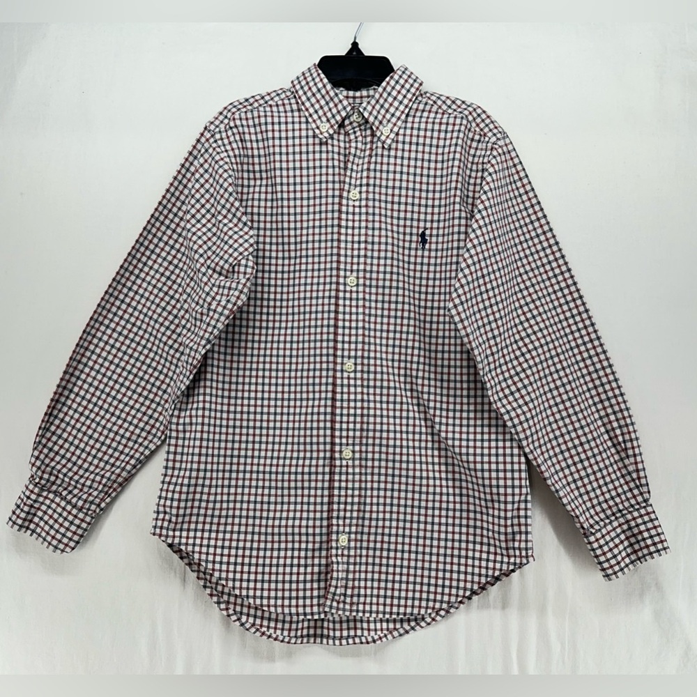 Ralph Lauren Shirt Youth Plaid Classic Long Sleeve Button Down Size 7
